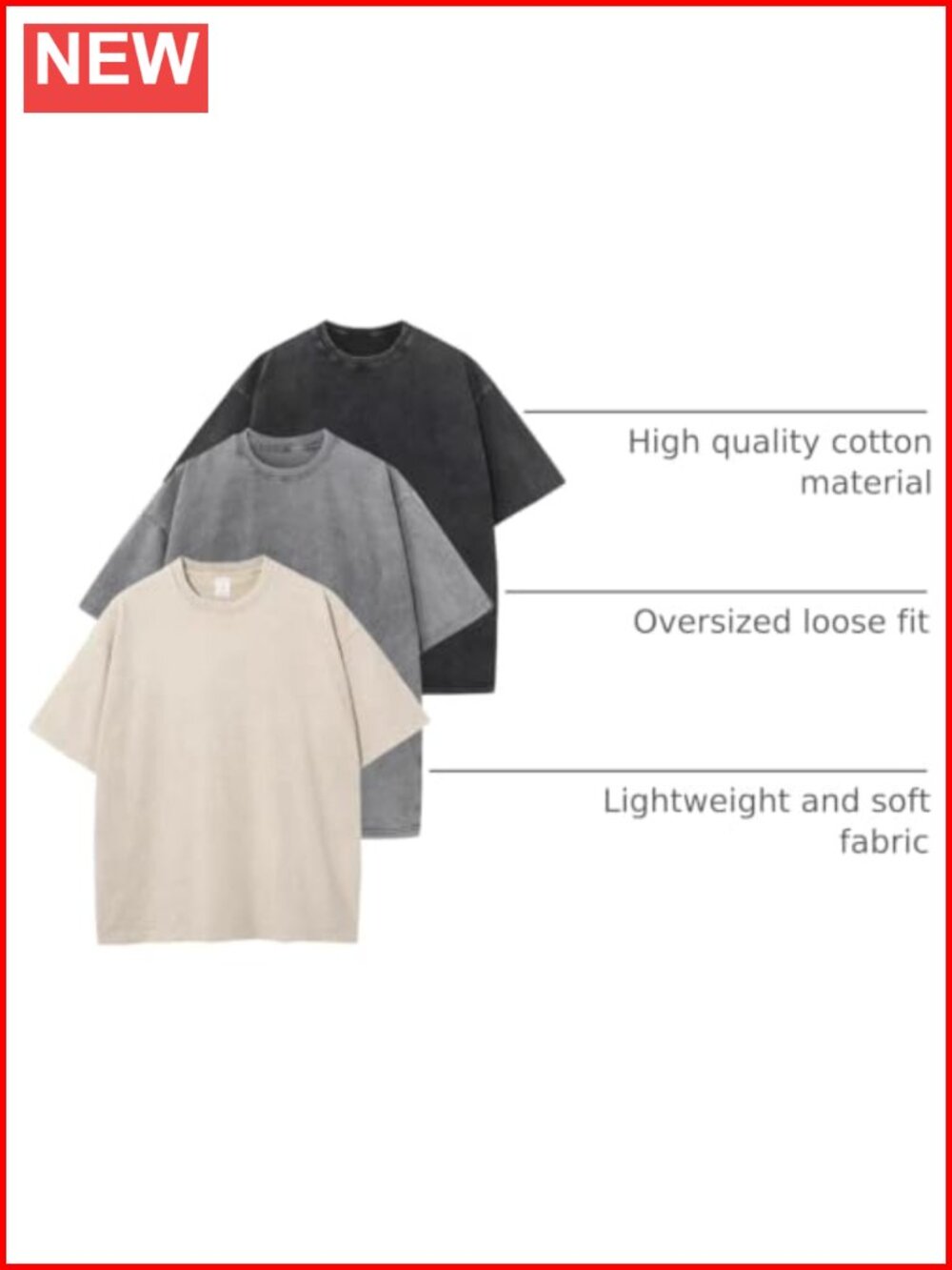Men Oversized Cotton T-Shirt Loose Fit Drop Shoulder Vintage Streetwear Tee - Picture 3 of 6